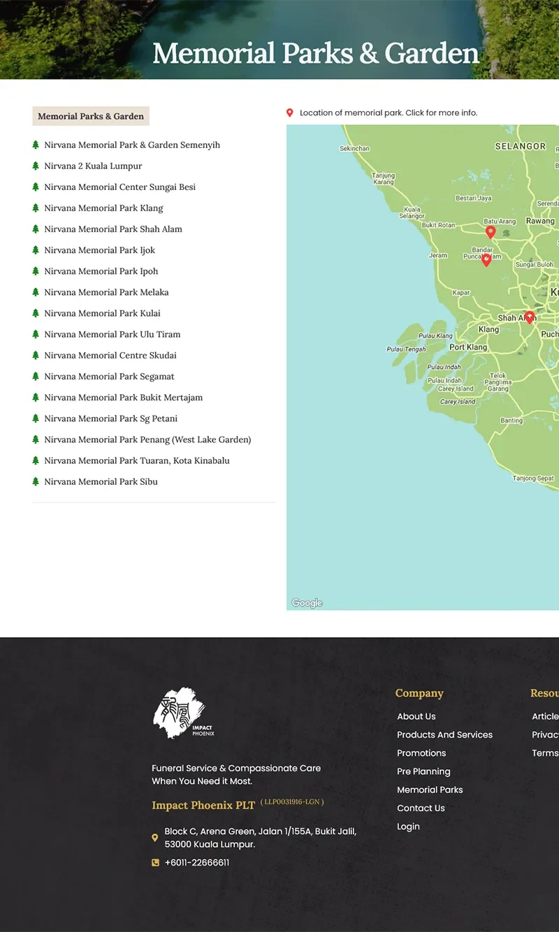 Info On Memorial Parks Location