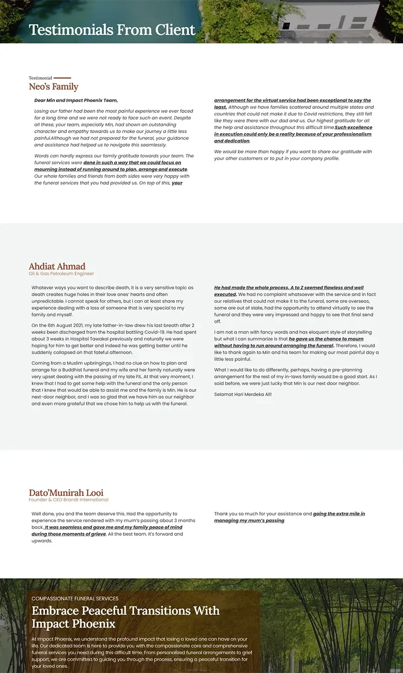 Testimonial Page