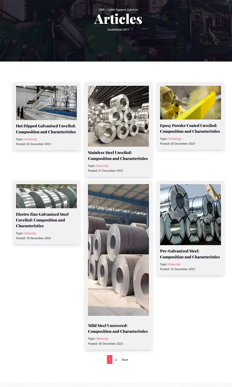 Industrial metal product and company information page.