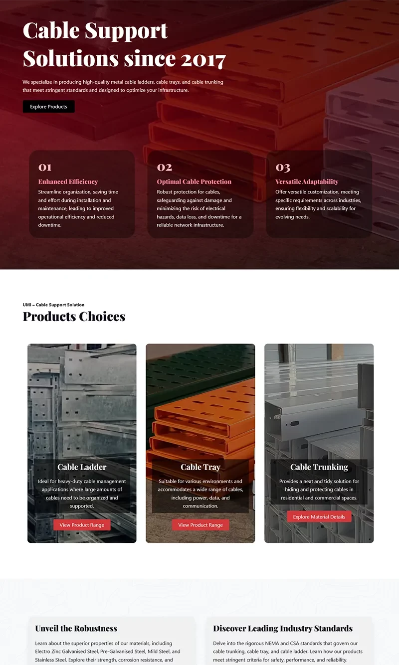 Metal cable support systems for efficient infrastructure.